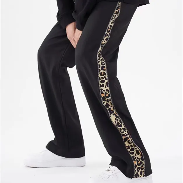 Sweatpants Zipper Leopard Print Casual Boys Loose Straight Sports Pants