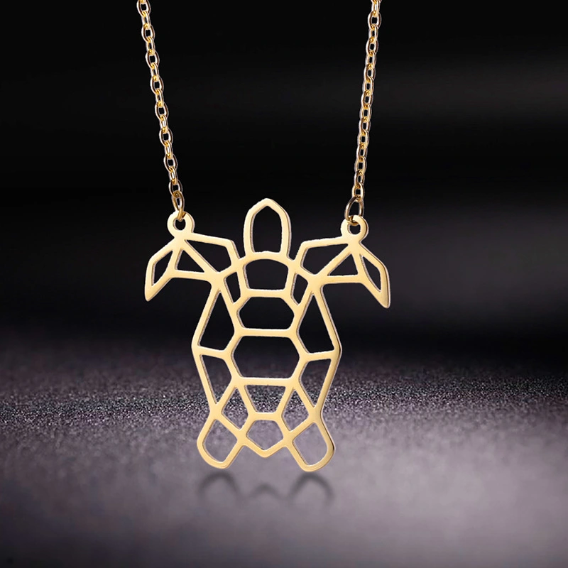 Cute Animal Titanium Steel Jewelry Hollowed-out Turtle Pendant