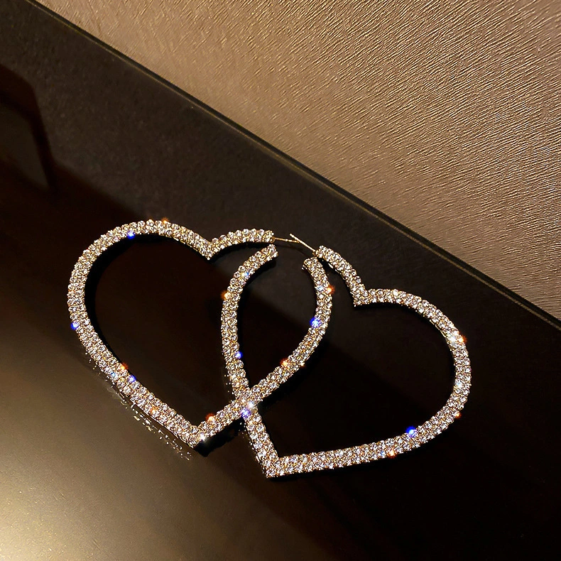 Silver Needle Full Diamond Love Earrings Korean Fashion Temperament