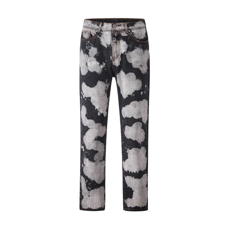 Individualized Tie-dyed Cloud Casual Straight Jeans