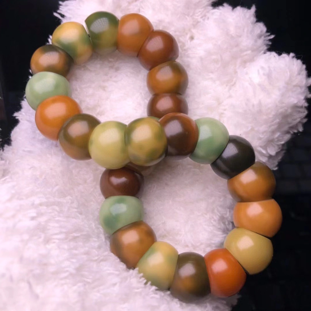 12mm Two-color Gradient Rainbow Large Intestine Bodhi Bracelet