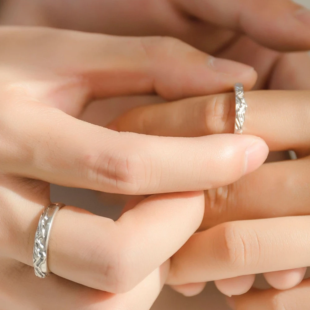 Simple Chaomu And Mountain Sterling Silver Couple Ring