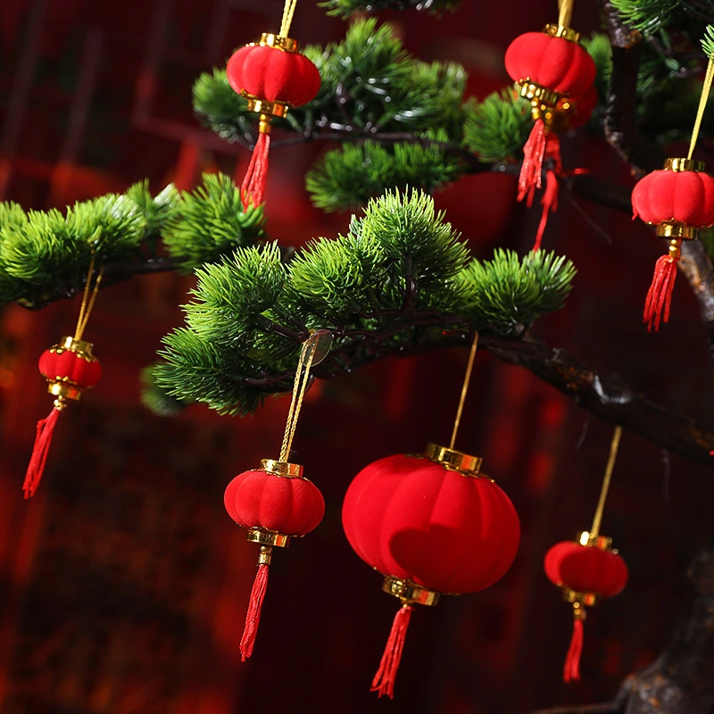 Chinese New Year Flocking Decorative Bonsai Pendant Lantern