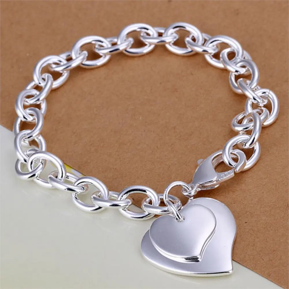 Korean Version Of Creative Silver Plated Hollow Heart Bracelet