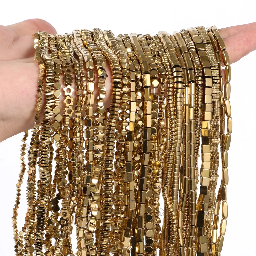 Bracelet Necklace Braided Material Straight Tube Element Piece Gold Loose Beads