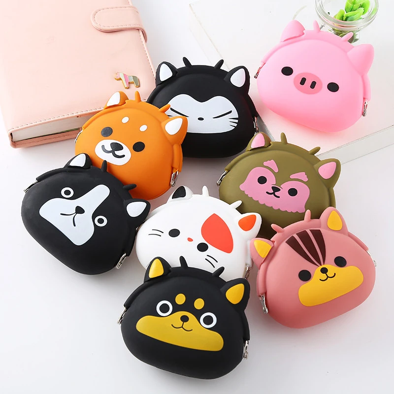 Creative Cartoon Animal Clip Coin Purse Silicone Storage Bag