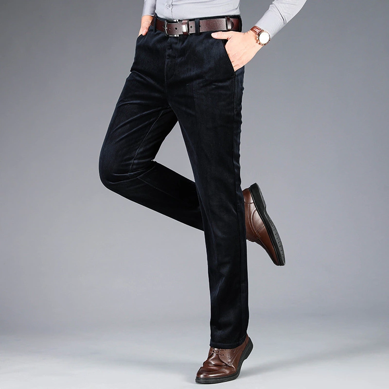 Men's Loose Fitting Casual Corduroy Stretch High Waist Trousers