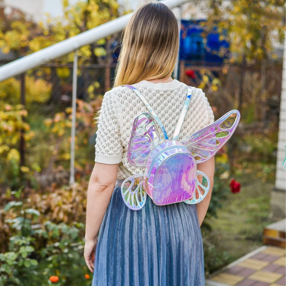 Women's Fashion Laser Butterfly Wings Backpack