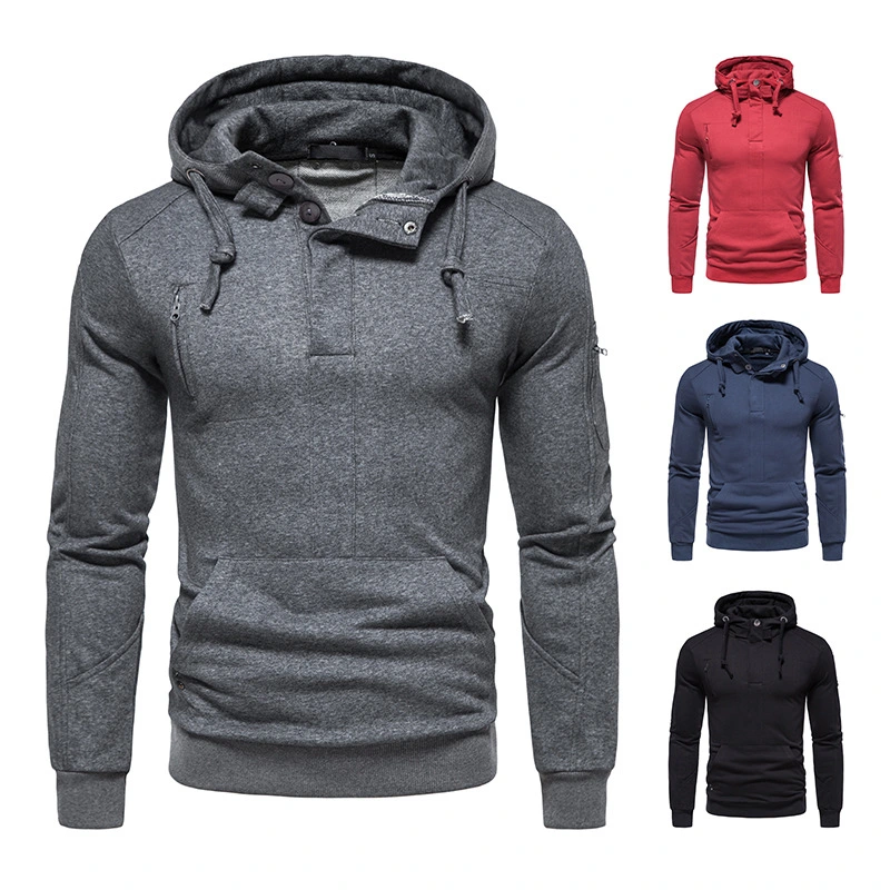 Cutout Men's Sports Hooded Thread Panel Sweatshirt