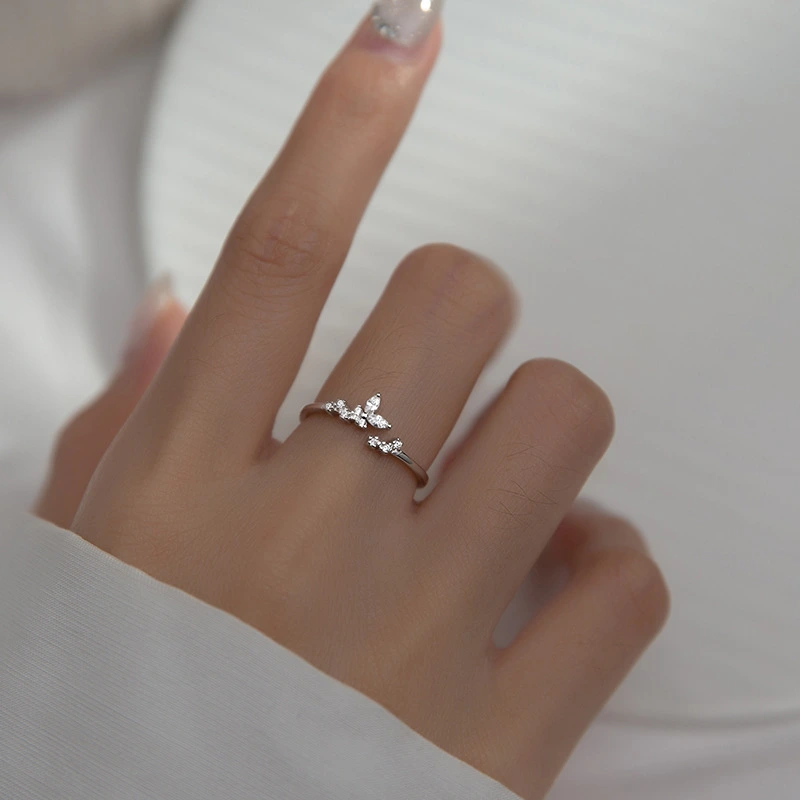 S925 Silver Fashion Mori Branch Bud Ring Female