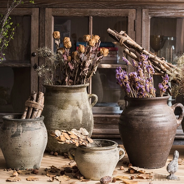 Retro Antique Pottery Flowerpot Ornaments