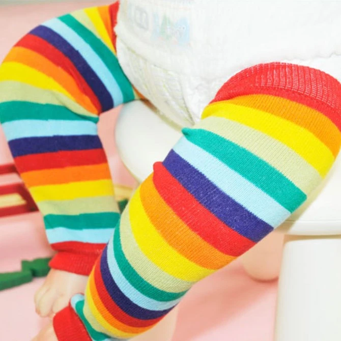 Rainbow Striped Children's Foot Sock Knee Pad Leg Protector