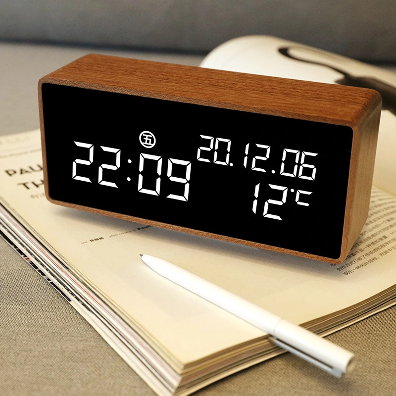 Vintage Solid Wood Multi-function Electronic Alarm Clock