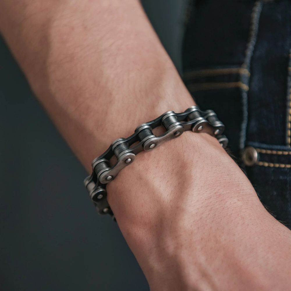 Street Punk Series Vintage Men's Chain Bicycle Bracelet Titanium Steel Bracelet