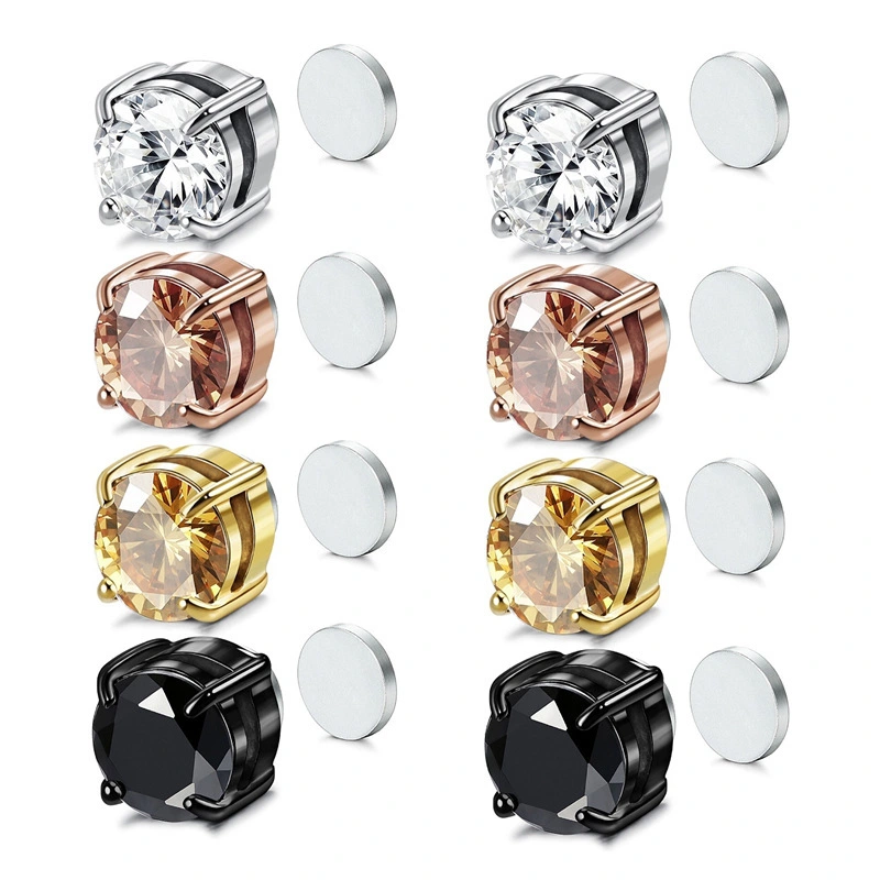 Unisex Zircon Stud Earrings Zinc Hot Zircon Magnet Ear Clips