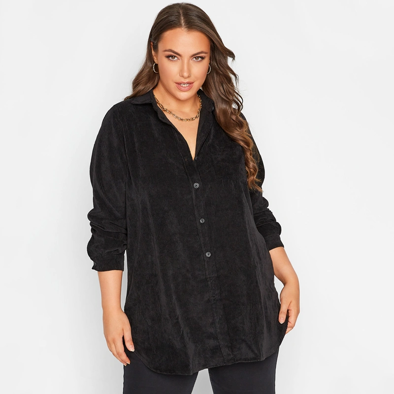 Commuter Corduroy Solid Color Loose-fitting Long-sleeved Shirt