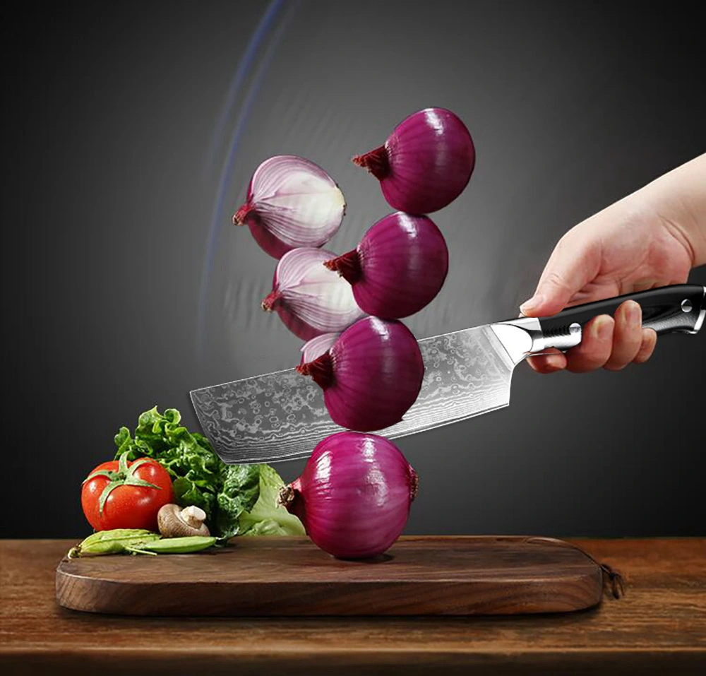 Stainless Steel Damascus Kitchen Chopper For Domestic Use