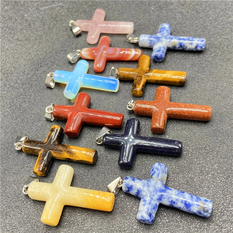 Natural Stone Powder Crystal Agate Semi-precious Stone Cross