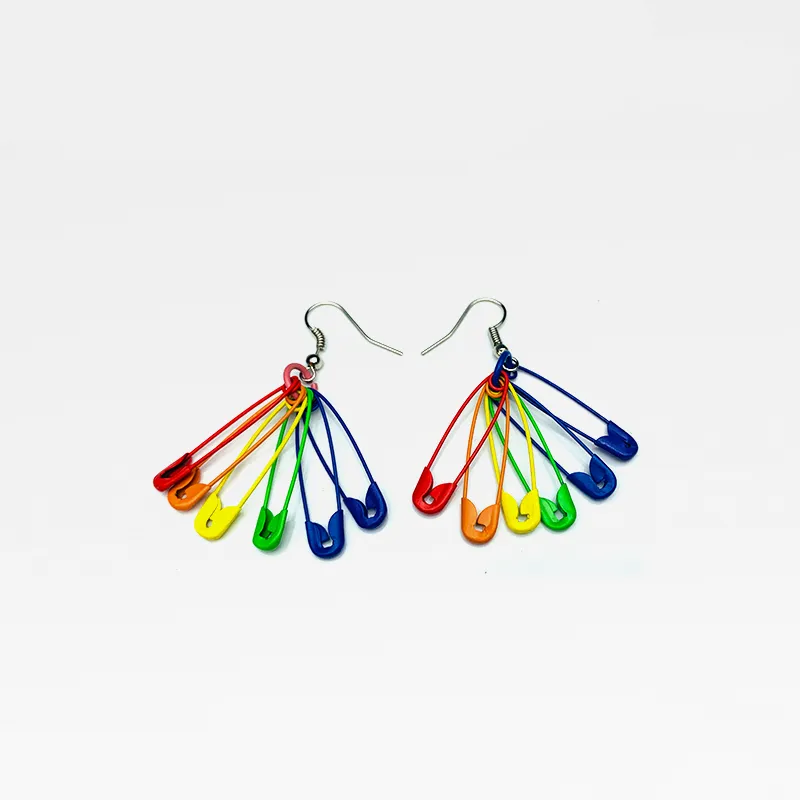 Six Color Trendy Rainbow Pin Earrings