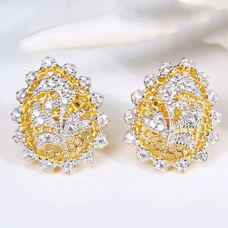 Light Luxury Customized 925 Silver Gold Honeycomb Vine Earrings