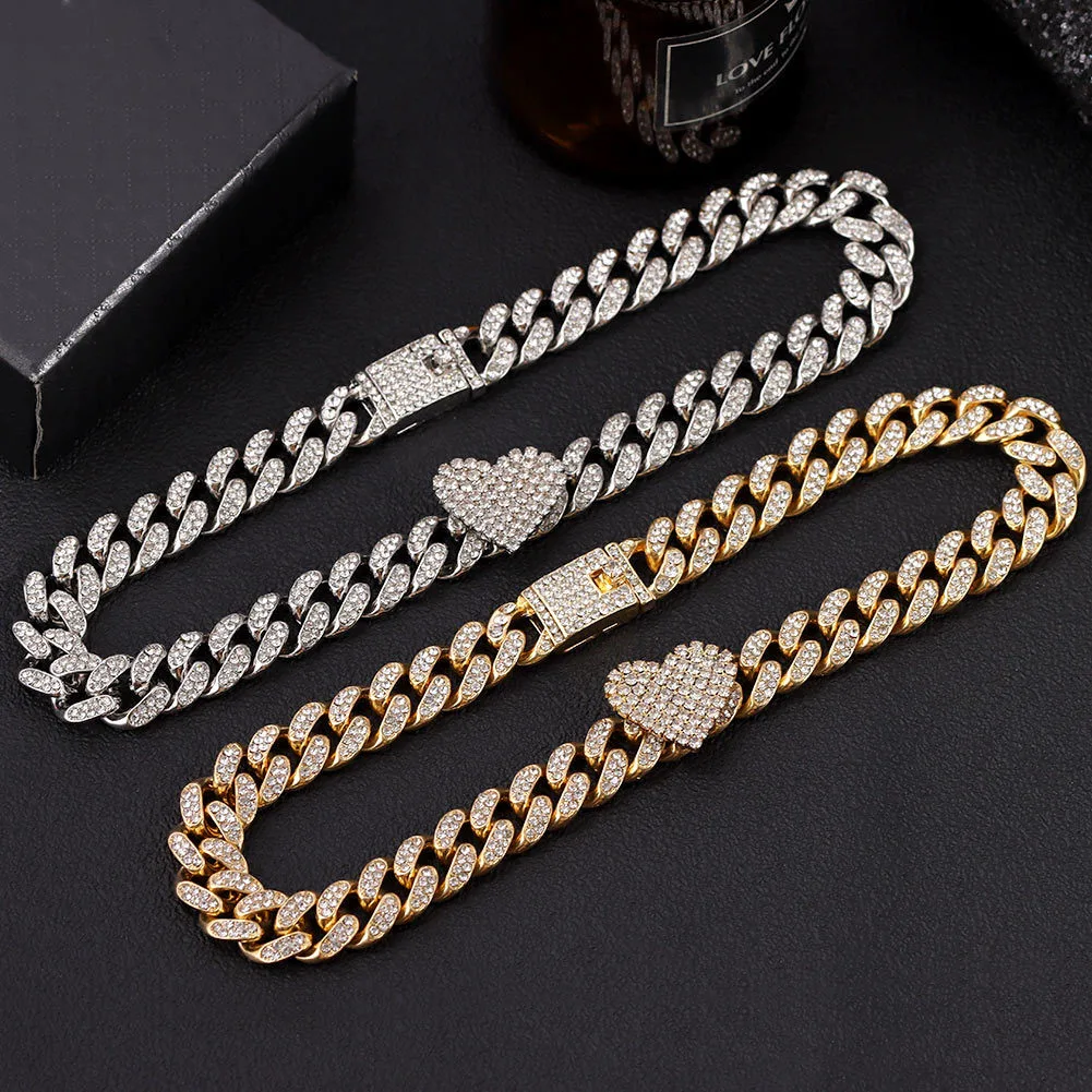European And American Women's Diamond-encrusted Love Necklace