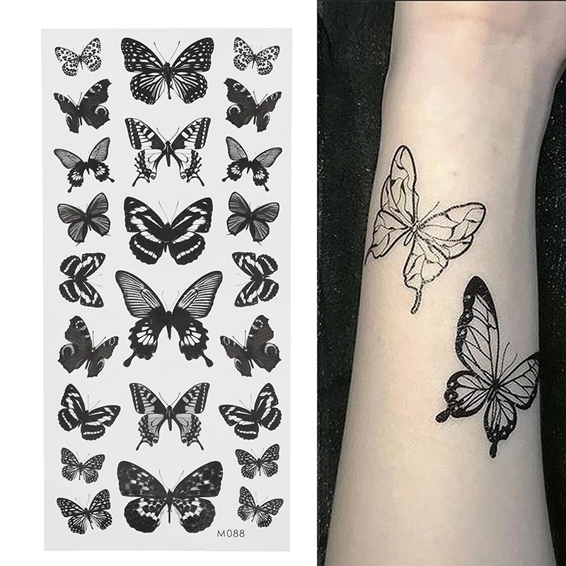 Black Butterfly Clavicle Concealer Waterproof Long-lasting Tattoo Sticker