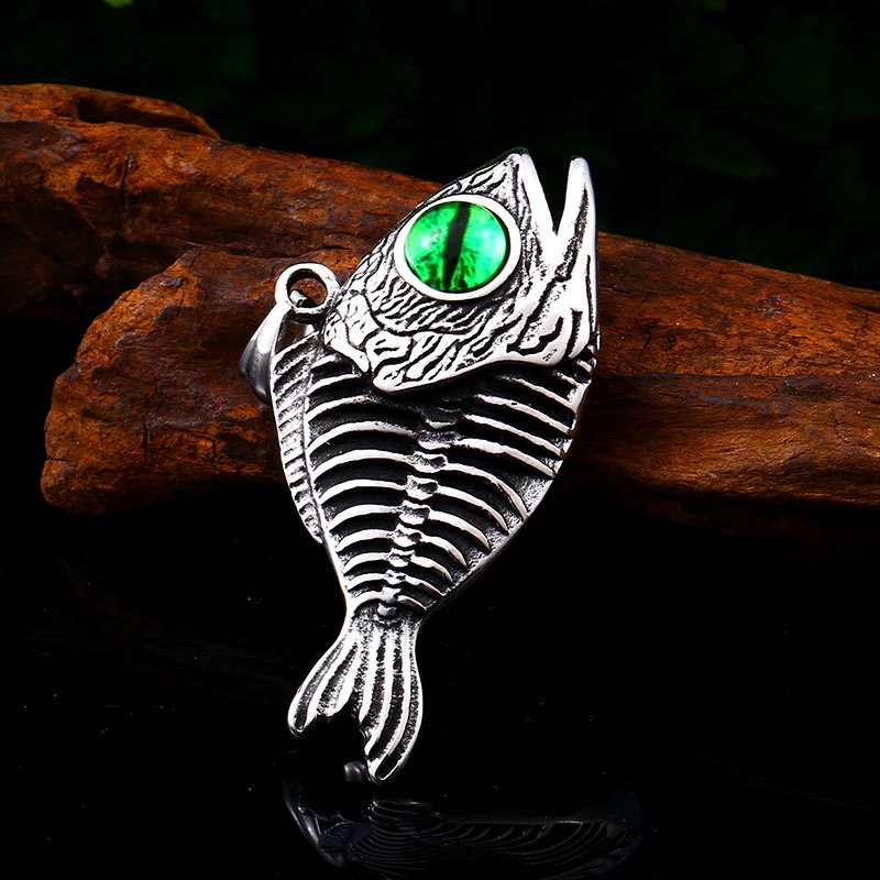 Retro Personality Animal Fishbone Stainless Steel Pendant