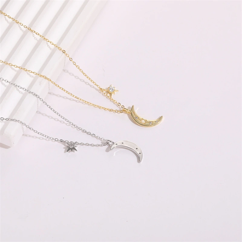 Moon Six-pointed Star Opal Necklace