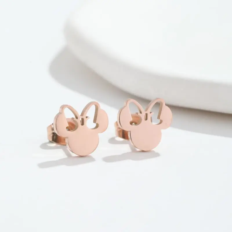 Cute Catone Mickey Mouse Ear Studs Female Simple Stainless Steel