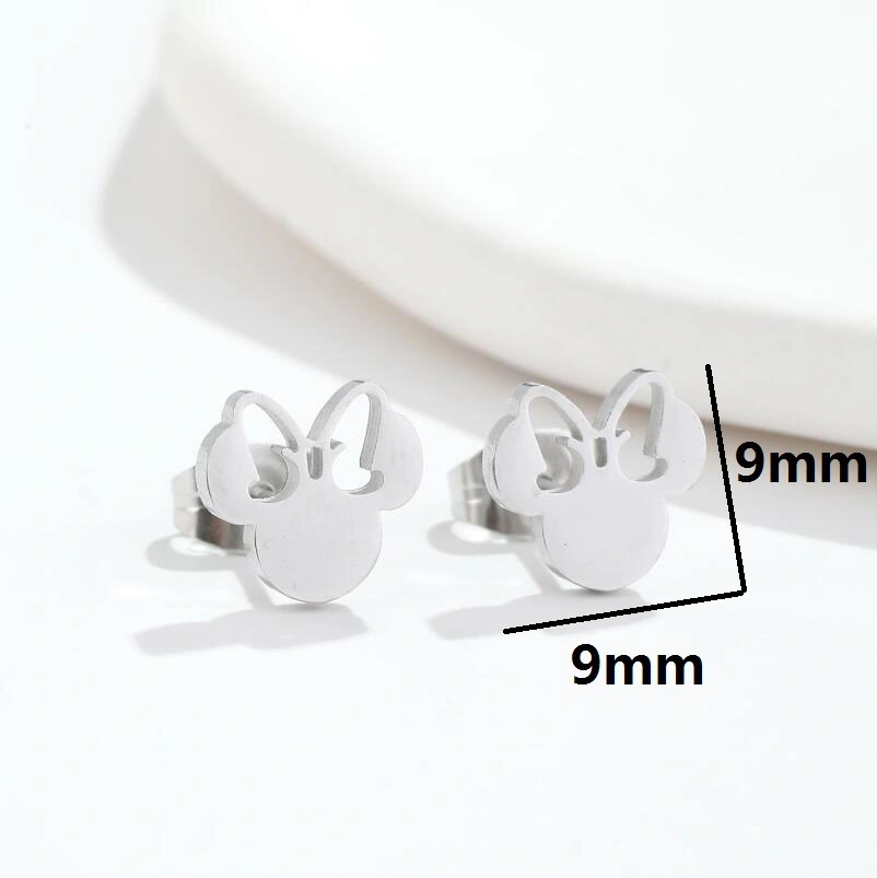Cute Catone Mouse Ear Studs Female Simple Stainless Steel