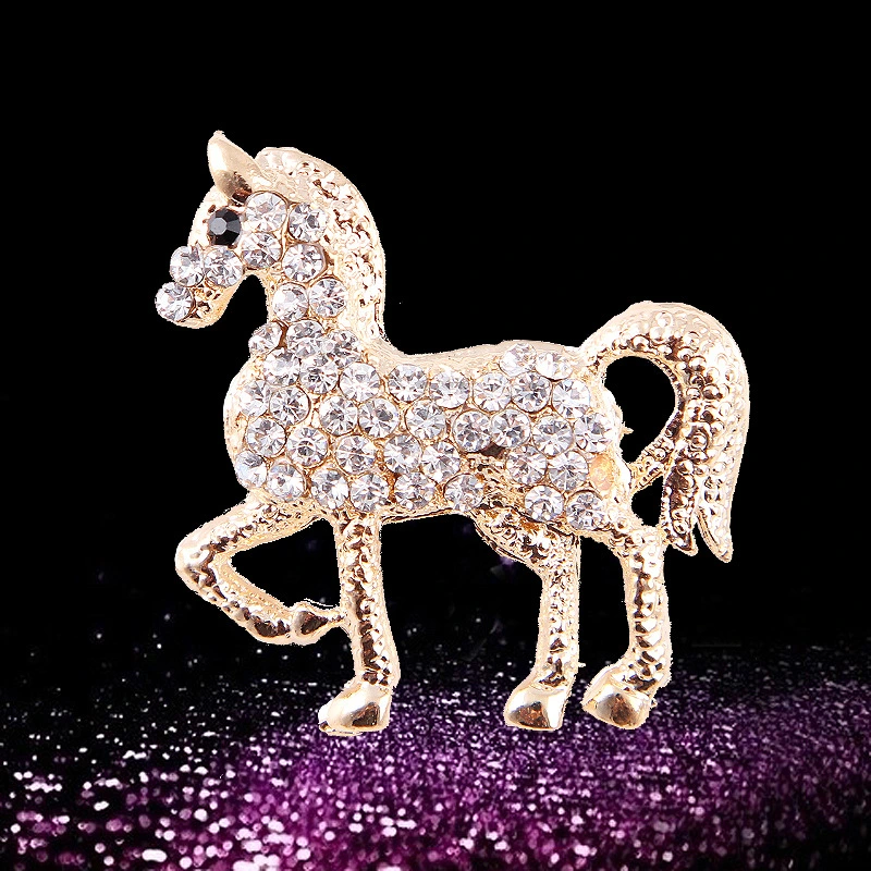 Fashion And Fully-jewelled Horse Animal Brooch Female Corsage