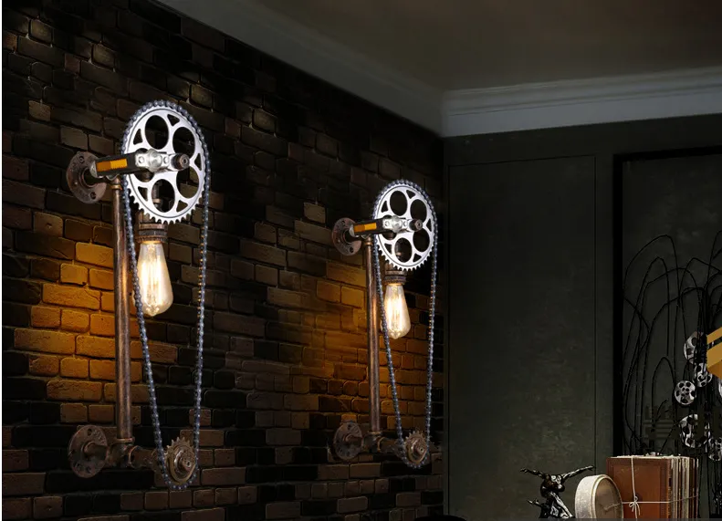 Retro Cafe Industrial Style Aisle Wrought Iron Water Pipe Wall Lamp