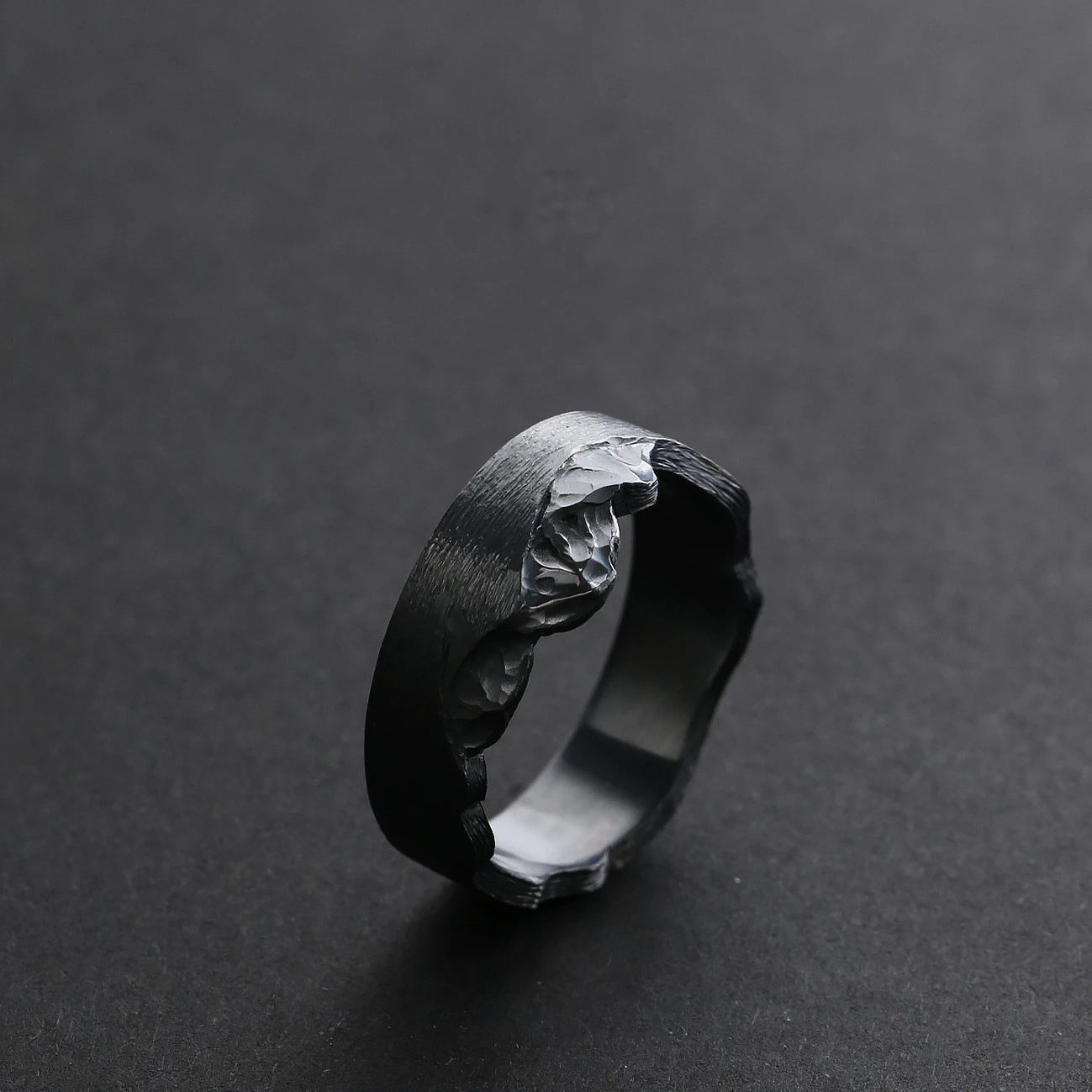 Vintage Vintage Textured Personalized Thai Silver Hand-carved Ring