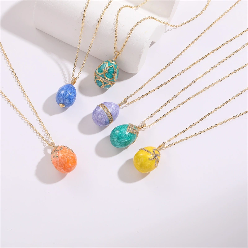 Dropping Oil Color Egg Zircon Fashion Necklace