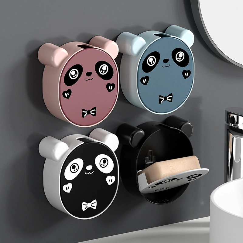 Bathroom Wall Mounted Storage No Hole Punch Cartoon Panda Soap Box