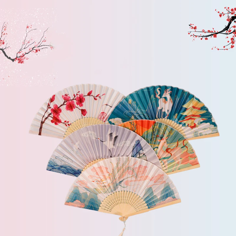 Chinese Style Women's Tasseled Portable Cheongsam Folding Fan