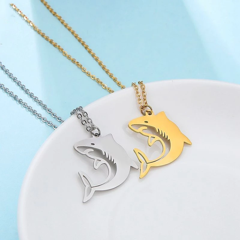 Marine Animal Necklace Large Shark Stainless Steel Pendant