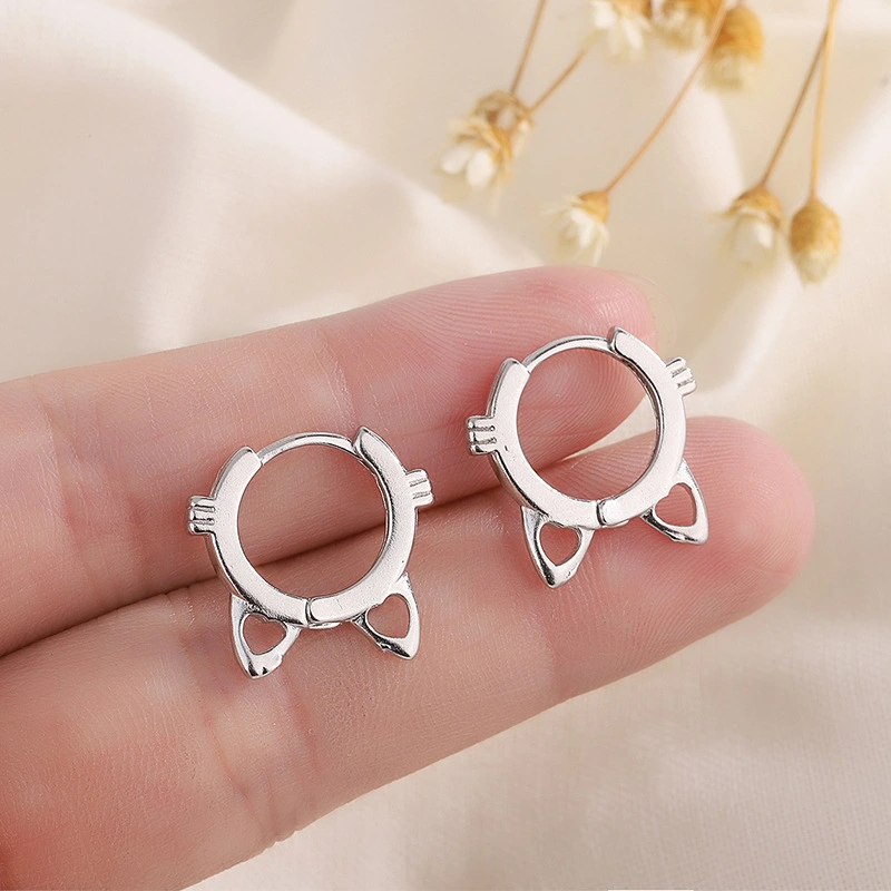 Girl Heart Cute Cat Ears Hollow Ear Studs