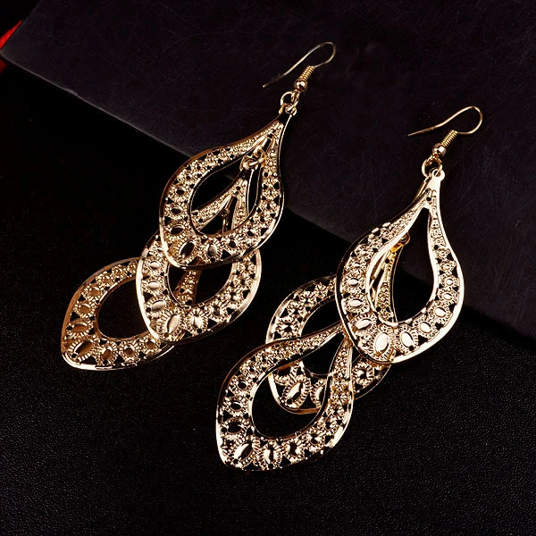 Baroque Multi-level Women's Hollowed Out Long Earrings Ethnic