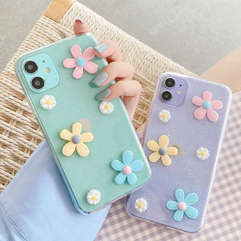 Flower Daisy Mobile Phone Shell Transparent, Soft, Fall-proof And Simple