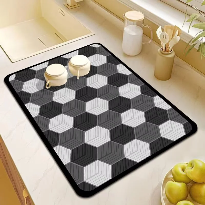 Nordic Style Bathroom Diamond Block Absorbent Floor Mat