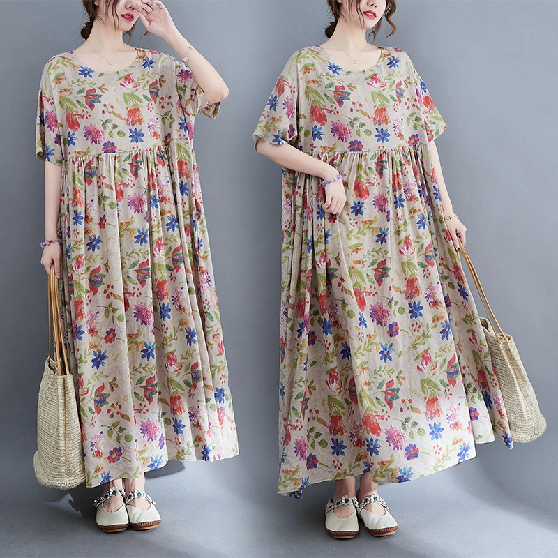 Simple Casual Printed Short Sleeve Dress