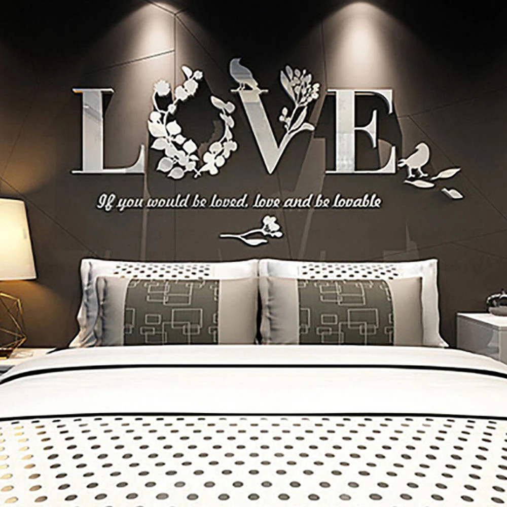 Love Wedding Room Decoration Bedside Background Acrylic Crystal Three-dimensional Wall Sticker