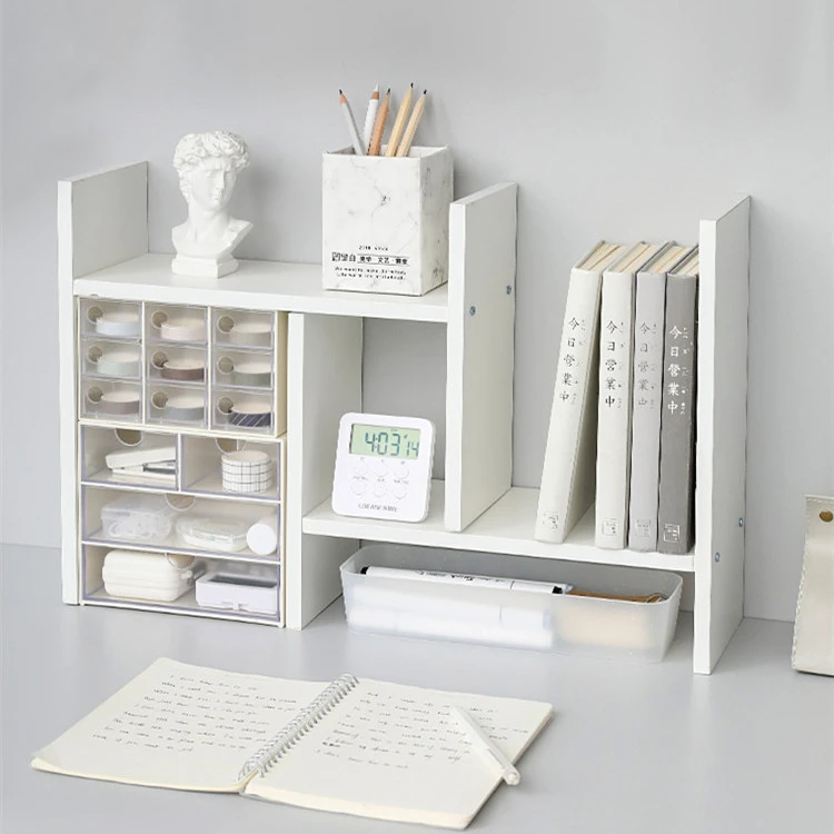 Simple Multilayer Bookshelf On The Desktop Of Dormitory