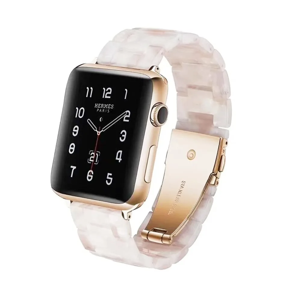 HOPO Compatible With Apple Watch Band 49mm 46mm 45mm 44mm 42mm 41mm 40mm 38mm Thin Light Resin Strap Bracelet With Stainless Steel Buckle Replacement For iWatch Series SE Series 10 9 8 7 Ultra 6 5 4 3 2 1 for Women Men