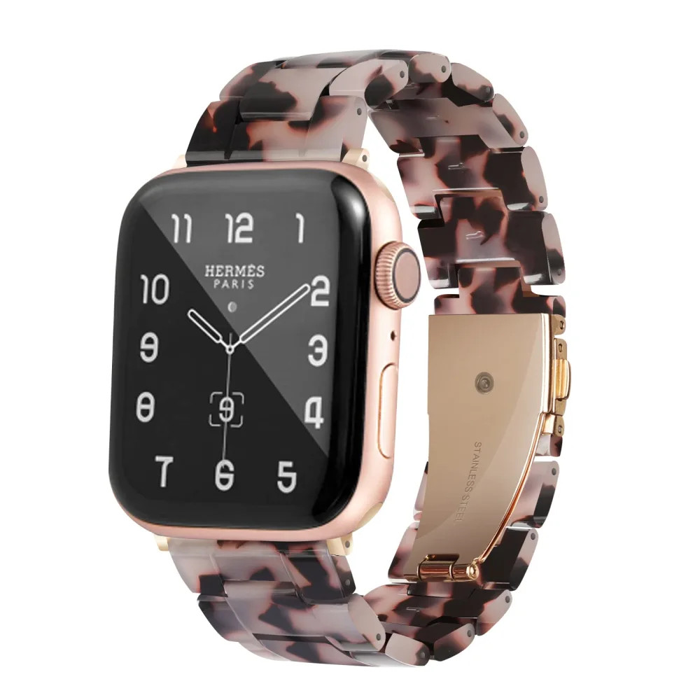 HOPO Compatible With Apple Watch Band 49mm 46mm 45mm 44mm 42mm 41mm 40mm 38mm Thin Light Resin Strap Bracelet With Stainless Steel Buckle Replacement For iWatch Series SE Series 10 9 8 7 Ultra 6 5 4 3 2 1 for Women Men