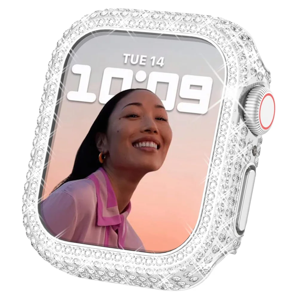 Surace Compatible with Apple Watch Case 40mm for Apple Watch Series 6/5/4/3/2/1, Bling Cases with Over 200 Crystal Diamond Protective Cover Bumper for 38mm 40mm 42mm 44mm (40mm, Silver)