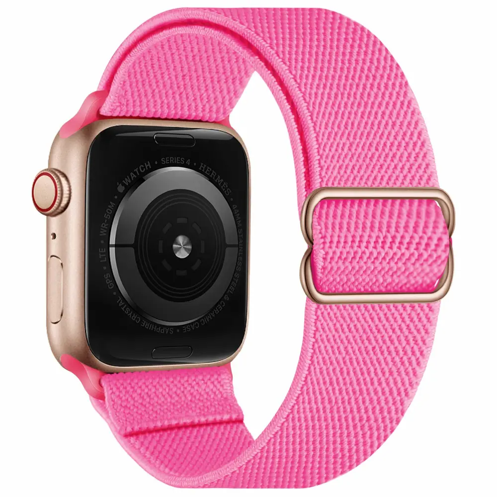 OXWALLEN XL Stretch Solo Loop Band Compatible with Apple Watch 9/8/7/6/5/4/3 SE Ultra 2/1 49mm 45mm 44mm 42mm, Adjustable Stretchy Elastic Nylon Braided Sport Strap for iWatch Women Men, Peach Red