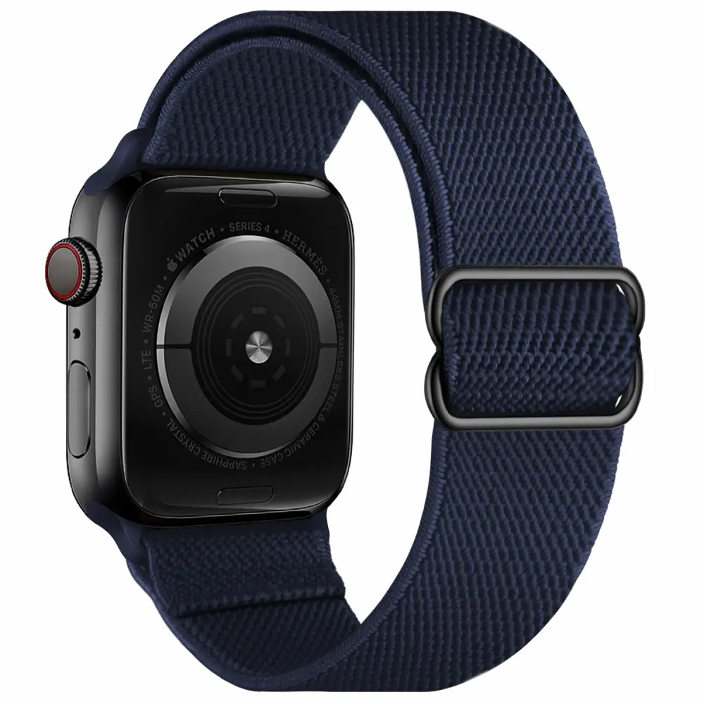 OXWALLEN Stretch Solo Loop Band Compatible with Apple Watch 9/8/7/6/5/4/3 SE 2/1 41mm 40mm 38mm, Adjustable Stretchy Elastic Nylon Braided Stretches Sport Strap for iWatch Women Men, Midnight Blue