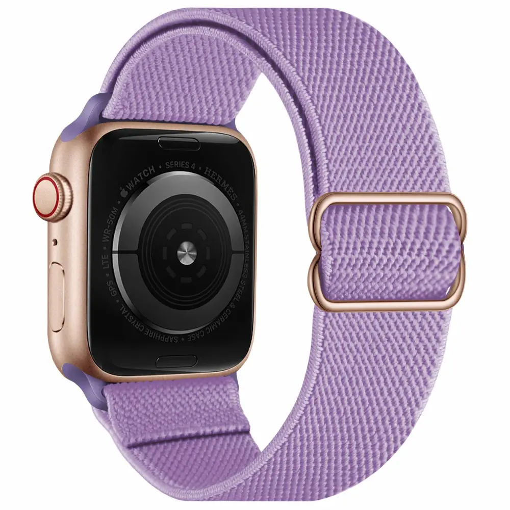 OXWALLEN Stretch Solo Loop Band Compatible with Apple Watch 9/8/7/6/5/4/3 SE 2/1 41mm 40mm 38mm, Adjustable Stretchy Elastic Nylon Braided Stretches Sport Strap for iWatch Women Men, Light Purple